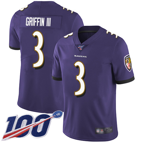 Baltimore Ravens Limited Purple Men Robert Griffin III Home Jersey NFL Football 3 100th Season Vapor Untouchable